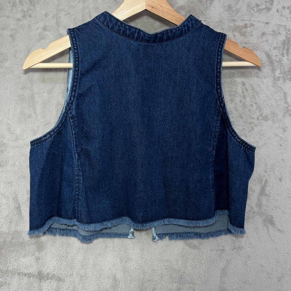 Anthropologie Pilcro Denim Cropped Back Tie Closure Tank Size S - Picture 4 of 9